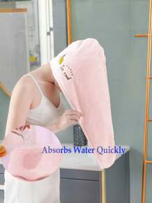 5-Piece Set Of Coral Velvet Cartoon Embroidered Hair Blowing Hats, Women's Bathing Hats With Water Absorbing Triangle Hats, Water Absorbing Hair Blowing Towels, 1 Women's Quick Drying Hair Towel, Highly Absorbent Coral Velvet Women's Hair Towel Set