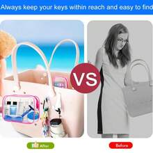 2个透明沙滩手提袋，带2个挂钩 - 旅行化妆品和洗漱用品收纳袋，博格包配件专用化妆品分隔收纳袋 - 彩色 - 查看 5