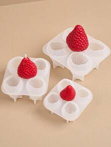 1 件 3D 草莓形蜡烛硅胶模具，仿真水果模具，适用于家居装饰、房间装饰、婚礼装饰、DIY 香薰蜡烛、蜡烛皂模具粘土模具、女性礼物、冬季礼物、节日礼物 - Strawberry - 查看 5