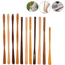 Portable Wooden Shoe Horn Easy On Off Long Handle Hanging Loop Without Bending Over Shoe Horn For Seniors Pregnant Women