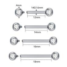 SWANJO 1 件装 12-20 毫米钛金 CZ 镶边乳头环 14G 方晶锆石内螺纹乳头杠铃穿孔性感女性珠宝