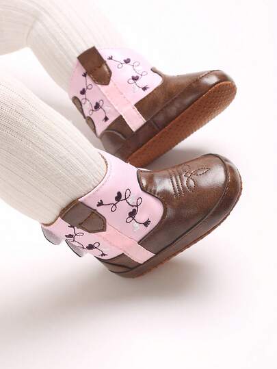 Botas otoñales para bebé y niño pequeño de 0 a 1 año de edad, zapatos para bebé de suela blanda con estampado de moda en PU