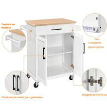 Carrito De Almacenamiento Cocina Muebles De Cocina Con Cajón - Blanco - Ver 5