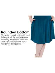 STRETCH IS COMFORT Women's And Plus Size Scoop Hem Flare Mid Length Skirt With Pockets | S-5X - Light Pink - 查看 7