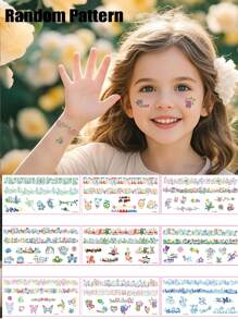 2025 Neue glitzernde Kinder Cartoon Farblinien Aufkleber, süße wasserfeste temporäre Party-Treffen Aufkleber für Finger & Handgelenk, niedliche wasserfest Party Geschenke Party Aufkleber Aufkleber