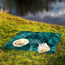 1 Piece Of "Color Leaf Beach Style Pattern, Fantasy Leaf Charm Beach Style, Green Yellow Palm Leaf Pattern, Wild Green Plant Animal Picture, Blue Green Leaf Vein Pattern, Perfect Choice For Beach Leisure" Made Of 100% Polyester Material, Waterproof And Quick-Drying, Washable And Machine Washable Picnic Mat, Perfect For Outdoor Camping And Beach Vacation.Travel Essentials Travel Accessories Beach Essentials - Multicolor - View 12