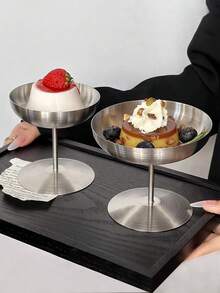 1 件不锈钢甜品碗冰淇淋杯，高脚创意 304 不锈钢冰淇淋杯，美食摄影道具 - 彩色 - 查看 4