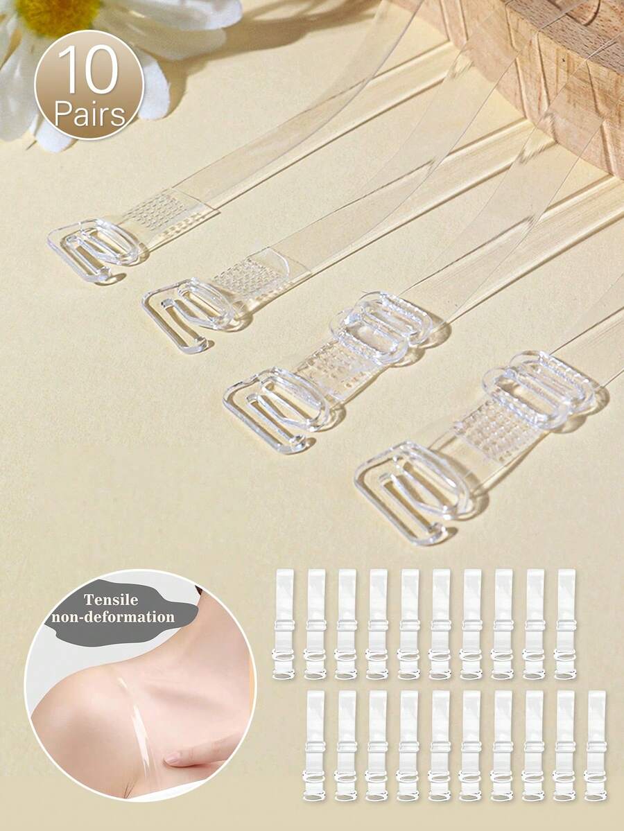 10 Pairs Strap Transparent Invisible Bra Strap Shoulder Straps Anti-Slip Sexy Strapless Bra Accessory - Clear - View 1