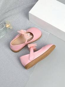 1 Pair Beautiful Girls Bow Flat Shoes, Suitable For Spring & Summer - Pink - View 4