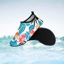 Women's Low-Top Blue Butterfly Design Swimming Fitness Water Shoes, Elastic Fabric Upper, TPR Sole, Summer Holiday Style