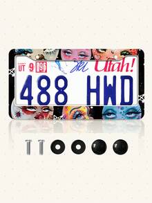 Pink Car License Plate Frame, Personalized Women's Car Plate Cover, Bowknot Car Decoration, Weatherproof Painted License Plate Holder, Won't Obscure License Plate Info, Stainless Steel Frame, Sturdy & Stable, Comes With Mounting Screws, 2 Styles Available: 1 Piece/2 Pieces - Multicolor - View 18