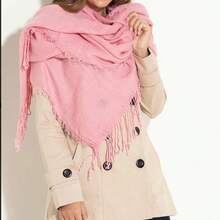 Shawls Scarf Sophisticated Plain Print Social-Xx6161 - Pink - View 4