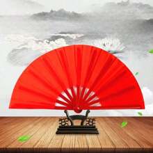 Large Elegant Black Folding Hand Fan With Sound - Nylon Fabric, Nostalgic Design For Kung Fu, Tai Chi, Dance And Sports Performances - The Perfect Gift For Men And Women. Summer Cooling,Beach,Travel