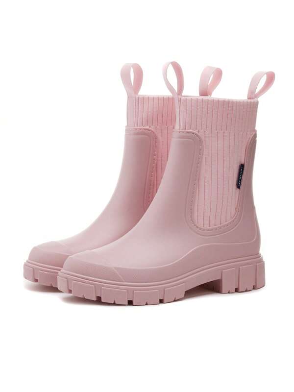 Dames effen waterdichte regenlaarzen, NewStyle modieuze ronde neus laarzen voor buiten, antislip regenlaarzen voor vrouwen en meisjes