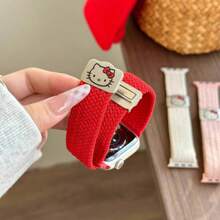 Sanrio 1pc Sanrio Minimalist Fashion Woven Magnetic Clasp Hello Kitty Apple Watch Band Strap, Adjustable Magnetic Clasp Apple Watch Band, Compatible With Apple Watch Series 38/40/41/S10 42/44/45/49/S10 46mm, Apple Watch Ultra/SE/8/7/6/5/4/3/2/1