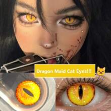 Lalens Lentillas de contacto de color de ojo de gato amarillo sexy "Lalens", lentillas de contacto de ojo de gato blancas para cosplay sexy, lentillas de contacto de color loco "Anime" de 2 piezas con un diámetro de 14.5 mm, una curvatura de 8.6 mm, un contenido de agua anual del 38% y un material hidrófobo rojo del diablo para ojos agrandados, borde bloqueado, populares en Europa y América