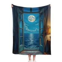 Moonlit Ocean View From Open Door Home Use, Travel, Camping, Personalized Blanket A Perfect Gift For Family And Friends_00001_