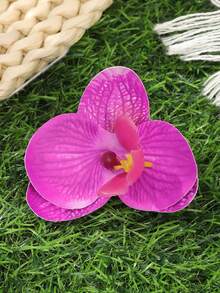 1 pieza Clip para el cabello con diseño de orquídea de flores artificiales, accesorio de cabello minimalista y lindo, pinzas para el cabello, pasadores de cabello, útiles escolares - Multicolor - Ver 5