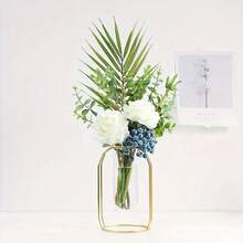 1pc Metal Flower Stand With Transparent Glass Vase, Minimalist Modern Creative Home Floral Hydroponic Decor Home Decor Back To School Room Decor School Supplies Flower Vase