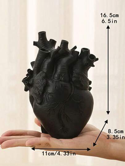 1pc Heart Shaped Resin Vase, Creative Home ation Ornaments, Gothic Organ Crafts, Retro ative Flower St Desktop Living Room, Including Vase Dried Arrangement Dining Tafel view 4