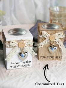 1pc Personalized Custom Western Classic Wooden Candle Holder - Polished Tabletop Candlesticks For Creative Hollow Candle Cup Table Decoration - Perfect For Birthday Dating Atmosphere And Candlelight Dinner Props, Farmhouse Decor, Hall - Multicolor - View 2