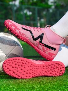 1 Paio Di Scarpe Da Calcio Per Uomo/Donna/Giovane, Stivali Alti Per Sport All'aperto, Scarpe Da Calcio Resistenti E Antiscivolo, Adatte Per Erba Artificiale, Sabbia, Prato, Campi Interni, Stringate, Scarpe Da Allenamento Leggere E Ad Alta Prestazione Con Design Grip
