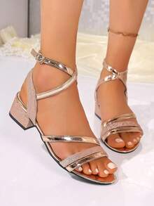 Women's New Summer French Tie Fashionable Comfortable Open Toe Chunky Heel Sandals