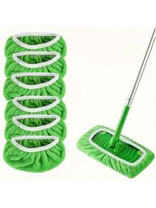 6pcs/4pcs/2pcs/ Premium Microfiber Mop Pads - Reusable, Washable, And Durable Refills For Efficient Dry & Wet Cleaning - Strong Elastic, Plastic Material, And Long-Lasting Performance - Multicolor - View 6