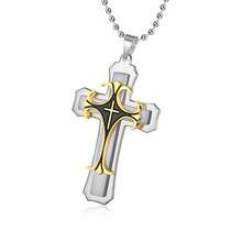 MONALLY 18K镀金三层金属十字架项链，搭配经典宗教吊坠，时尚男士配饰，不锈钢材质，夏季饰品 - 項鍊 - 查看 5