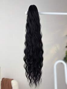 Tóc giả đuôi ngựa màu đen dài 32 inch, kiểu sóng nước, chịu nhiệt, phù hợp cho bé gái và phụ nữ sử dụng hàng ngày. - màu đen - Xem 10