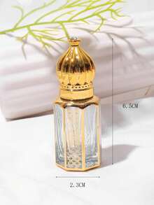 Luxury Style 1Pc 6ml Dropper Bottle Empty Golden Octagonal Glass Refillable Perfume Essential Oil Bottle Cosmetic Container With Lids - Perfect Travel Accessories For Sampling Cosmetics, Perfumes, And Fragrances - 金色 - 查看 3