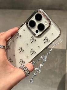 Girly Metal 3D Bow Phone Case Compatible With IPhone 15 Pro Max/14 Pro/11/12 Pro/13 Pro Max,Anti-Knock Protective Cover, Unique Design Waterproof Shockproof Anti-Fall Scratch Resistant - Clear - View 4