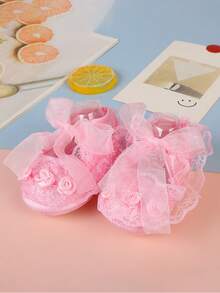 2/1 par de zapatos de bebé de princesa, nuevo diseño con moño, suela suave y ligera, adecuado para niños pequeños, primavera y otoño - Multicolor - Ver 9