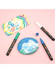 FLYSEA [Bộ bút đánh dấu Acrylic Vivid] Bộ 12/18/24 bút đánh dấu Acrylic Vivid - Bút đánh dấu cỡ trung bình (2-3mm) - Dùng để vẽ đá, giấy đen, trang trí ván trượt, gỗ, nhựa, vải bạt, lời chúc mừng Giáng sinh trở lại trường - Nhiều màu - Xem 7