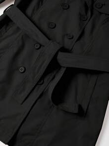 Risissida Women's Double-Breasted Trench Coat, Suitable For Commuting & Casual Wear, Solid Color Design, Fashion & Versatile For Spring & Autumn - Black - View 8