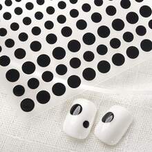 1 件自粘黑白圆点美甲贴纸 - 黑與白 - 查看 2