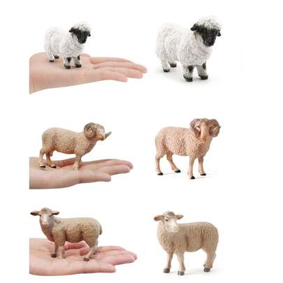 1 件带角的牧场动物雕像，绵羊装饰模型，静态桌面/家居装饰