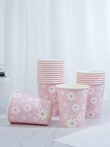 10/25 Vasos de papel desechables con temática de flores frescas, de 9 onzas/250ml, vasos de bebida desechables, vasos de café desechables para fiestas de cumpleaños, adecuados para diversas fiestas, bodas, hogares, oficinas, vasos de bebida, vasos de bebida fría, vasos de té caliente, tazas de café, vasos de comedor, suministros y accesorios para fiestas de cumpleaños
