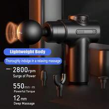 Massage Gun Fascia Gun Muscle Massager With 99 Modes And 8 Heads, LED Touch Screen Control, For Shoulder Body - Black - View 4