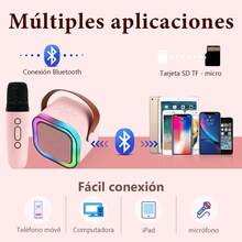 Portable Bluetooth Speaker With 2 Microphones For Karaoke - Pink - View 3