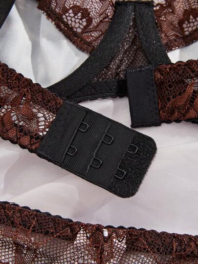 Verleidelijke Kanten Splice Leopard Print Women Lingerie Set, Rave view 6