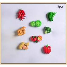 1pc/3pcs/4pcs/5pcs/5pcs-1/6pcs/6pcs-1/7pcs/8pcs/9pcs/10pcs/10pcs-Style 1/10pcs-2/11pcs New Cartoon Fruit & Vegetable Design Magnetic Resin Refrigerator Stickers, Nature Style Magnetic Refrigerator Stickers, Cute Decorative Piece, Office Desk Decor, Personalized Accessory For Fridge, Whiteboard, Storage Cabinet, Dishwasher, Kitchen Decor, Home Decor, Valentine's Day Gift, Gift For Friends & Family
