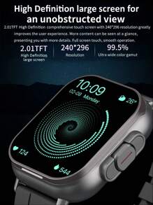 1pc New Smart Watch With Built-In Wireless Dual Earphones 2 In 1 Multi-Function Flip Cover 2.01-Inch Touch Screen Supports Wireless Calls Music NFC Sensing Sleep Health Monitoring Pedometer Weather Alarm Message Viewing Multiple Sports Mode Bracelet Suitable For Various Smartphones