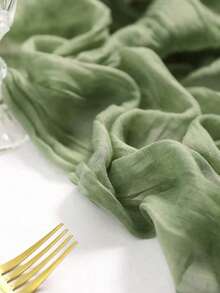 1pc Green Pleated Table Runner, Foldable Tablecloth, Holiday Birthday Decor, Wedding Decor, Holiday Home Decor, Party Room Dining Table Decor, Tablecloth, Solid Color Tablecloth, Birthday Decor, Wedding Decor, Summer Gift, Beach, Back To School, School Supplies, Room Decor - Multicolor - View 7