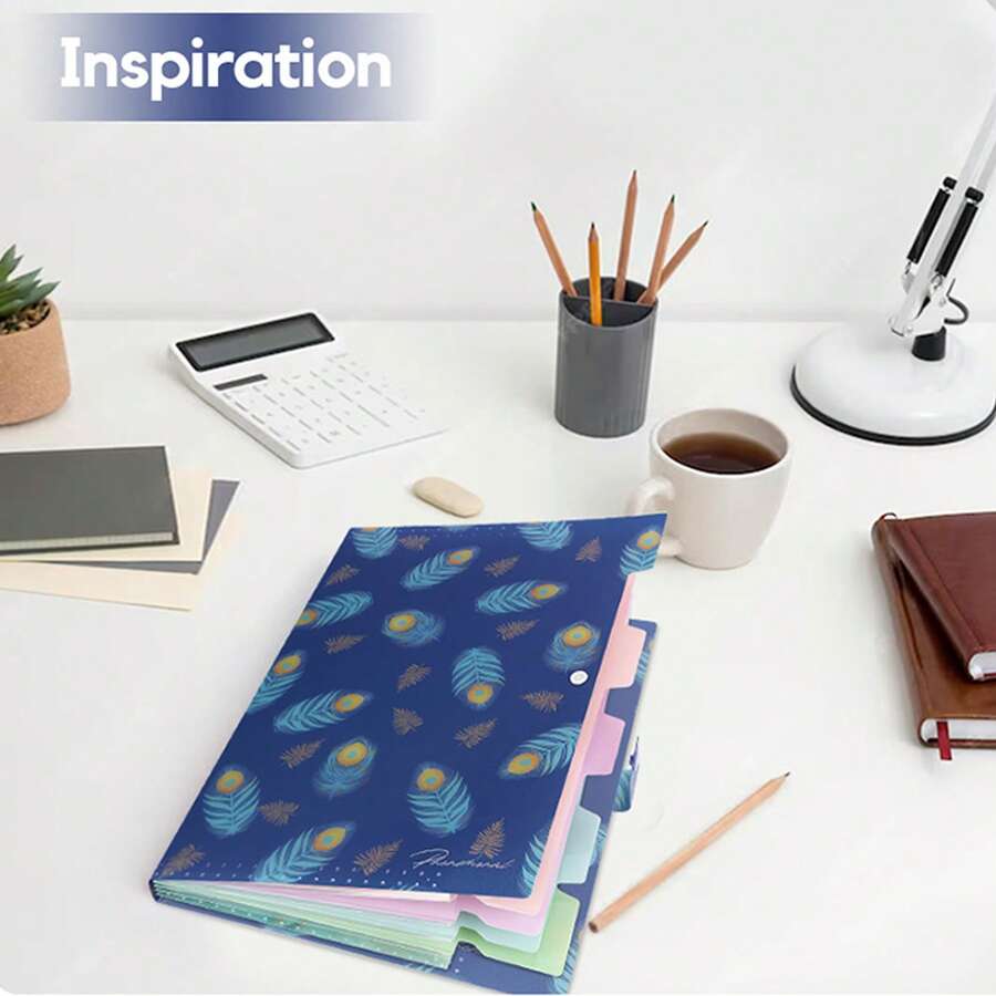 Expanding File Folder For Office School Homeoffice, Unique File Organizer With Tabs, 5 Pocket Accordion File Organizer - Single Piece - View 1