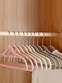 10pcs Pink ABS Clothes Hanger, Minimalist Plain Clothes Hanger For Home