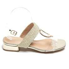 Flat Sandals With Woven Crescent-Shaped Straps And Adjustable Buckle - Fashionable And Comfortable Summer Style - Transparent-3879 - View 2