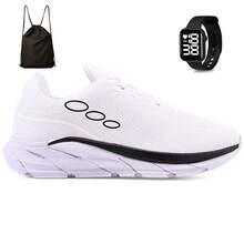 CALCADOS LGHT LIGHT Kit Tenis Esportivo Unissex Academia + Mochila Bag e Relogio - Branco - Visão 1