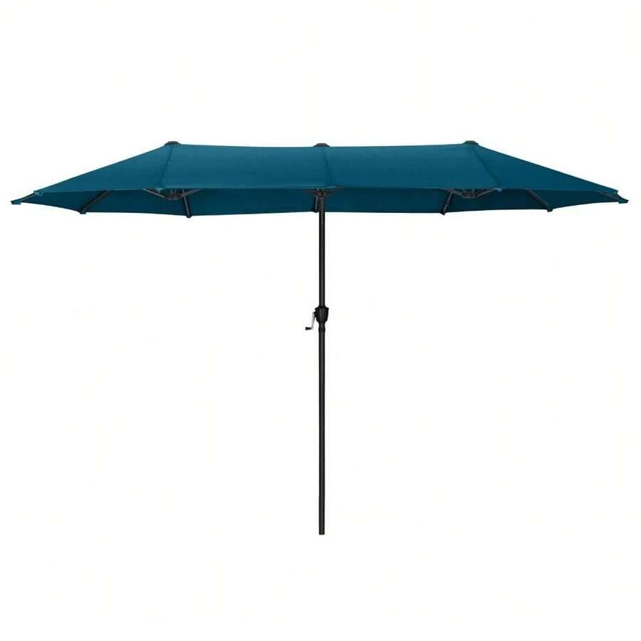13ft Patio Umbrella Double Side Large Outdoor Market Umbrella With Crank - Cerulean - View 1
