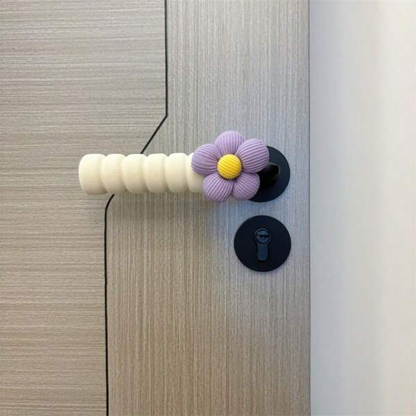 1/2pcs Floral Decorative Door Knob Cover, Soft Warm Anti-Collision Protective Sleeve, Universal Fabric Door Knob Guard, Anti-Static Home